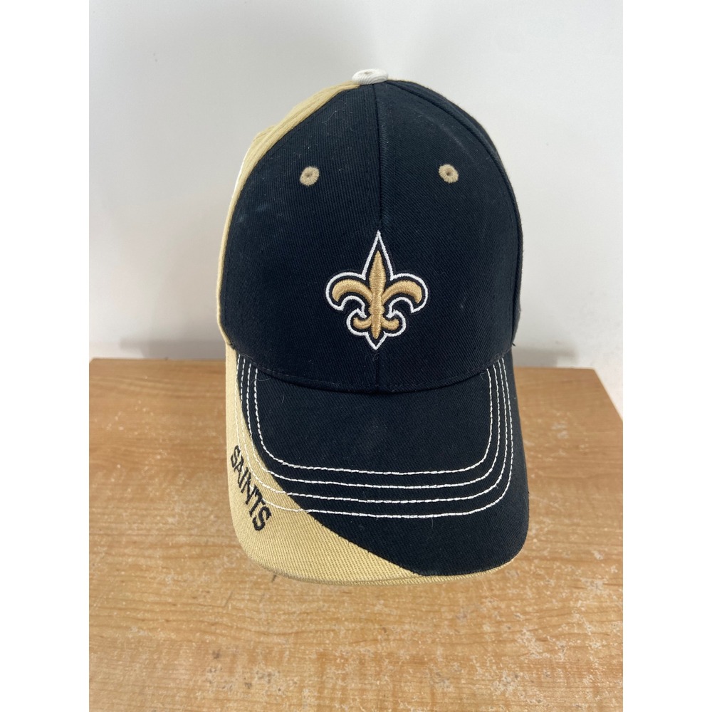 New Orleans Saints NFL Team Apparel Baseball Cap Hat Black Gold Adjustable Hook